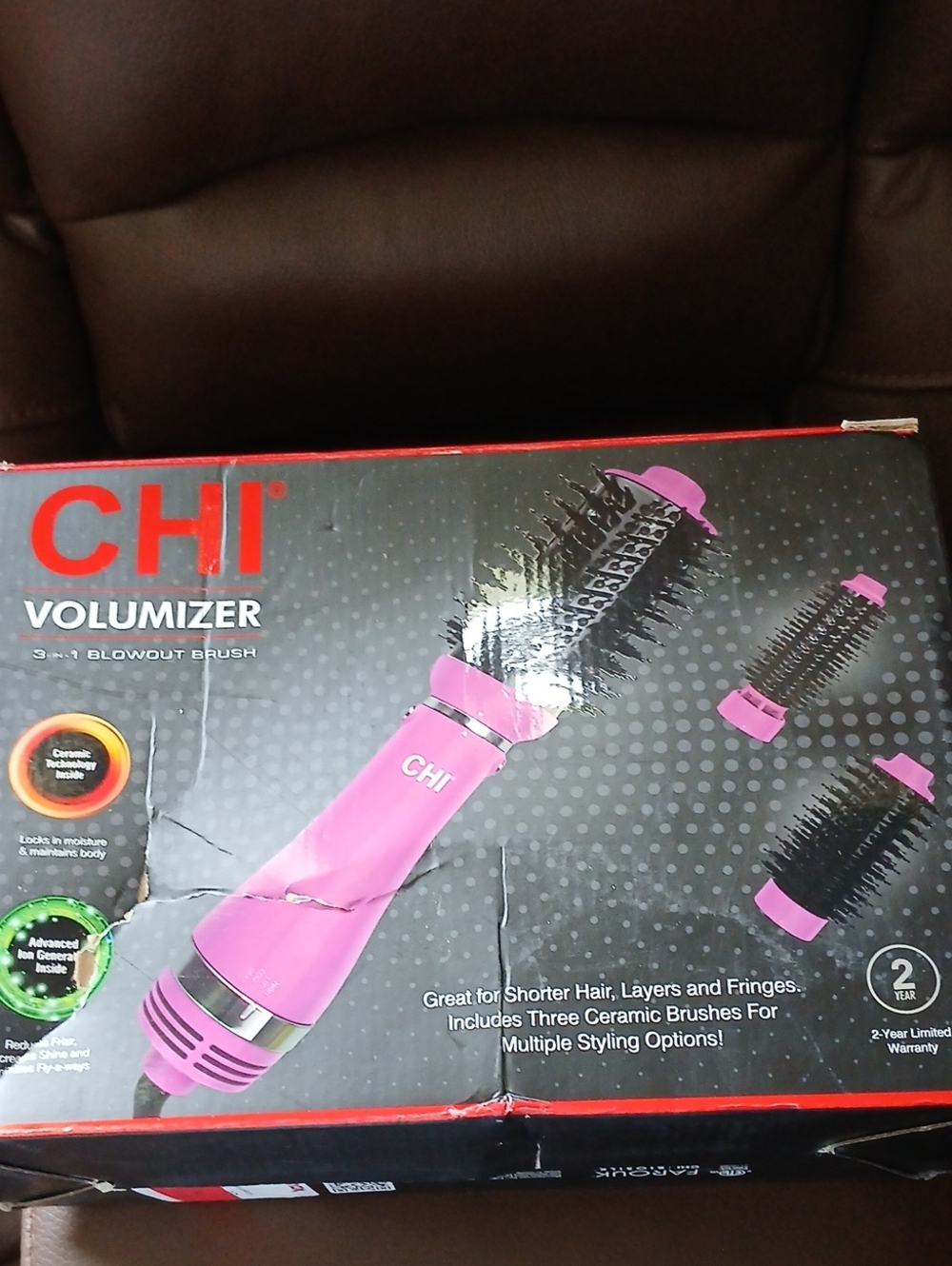 CHI Pink Volumizer 3-in-1 Blowout Brush.     D